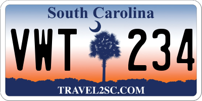 SC license plate VWT234