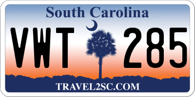 SC license plate VWT285