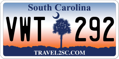 SC license plate VWT292