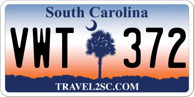SC license plate VWT372