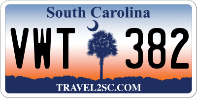 SC license plate VWT382