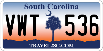 SC license plate VWT536
