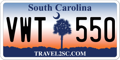 SC license plate VWT550