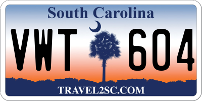 SC license plate VWT604