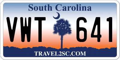 SC license plate VWT641