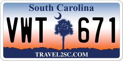 SC license plate VWT671