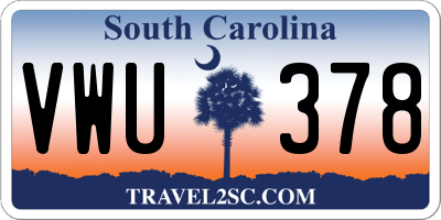 SC license plate VWU378