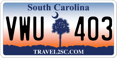 SC license plate VWU403