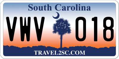 SC license plate VWV018