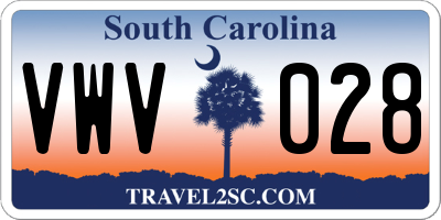 SC license plate VWV028