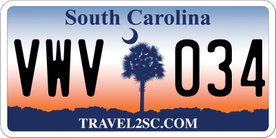 SC license plate VWV034