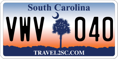 SC license plate VWV040