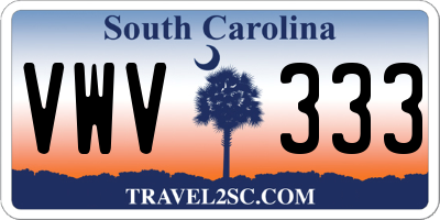 SC license plate VWV333