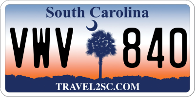 SC license plate VWV840