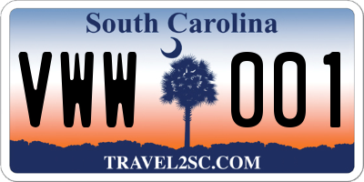SC license plate VWW001