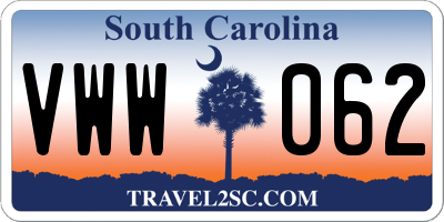 SC license plate VWW062