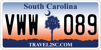 SC license plate VWW089