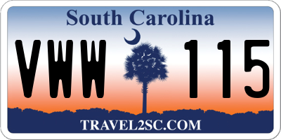 SC license plate VWW115