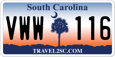 SC license plate VWW116