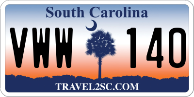 SC license plate VWW140