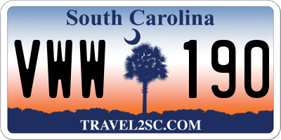 SC license plate VWW190