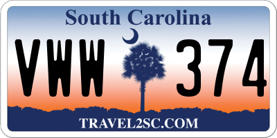 SC license plate VWW374