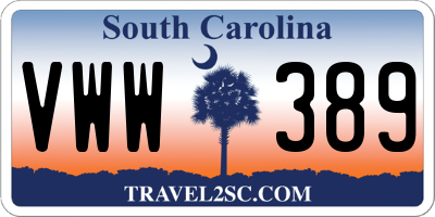SC license plate VWW389