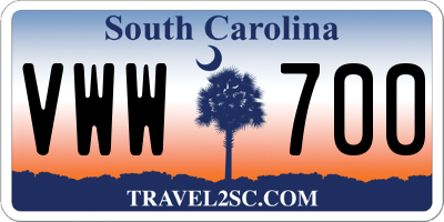 SC license plate VWW700