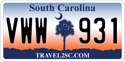 SC license plate VWW931