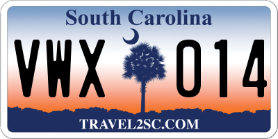 SC license plate VWX014