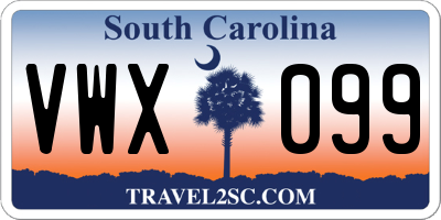 SC license plate VWX099