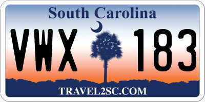 SC license plate VWX183