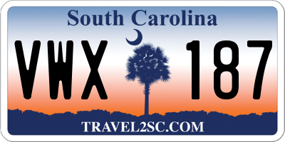 SC license plate VWX187