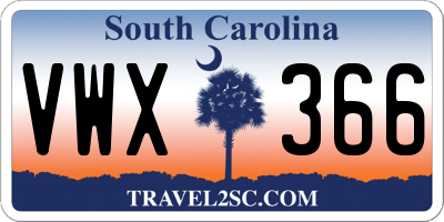 SC license plate VWX366