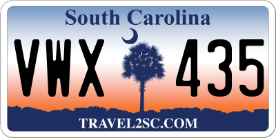 SC license plate VWX435