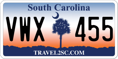 SC license plate VWX455