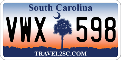 SC license plate VWX598