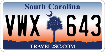 SC license plate VWX643