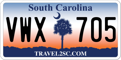 SC license plate VWX705