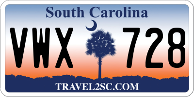 SC license plate VWX728