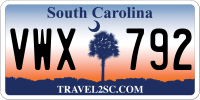 SC license plate VWX792