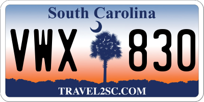 SC license plate VWX830