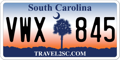 SC license plate VWX845