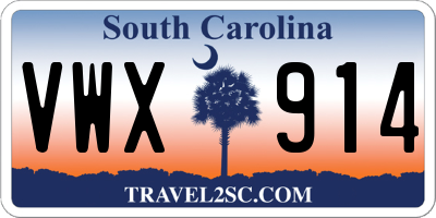 SC license plate VWX914