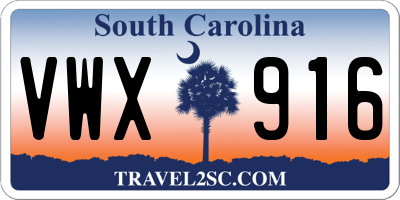 SC license plate VWX916