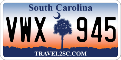 SC license plate VWX945