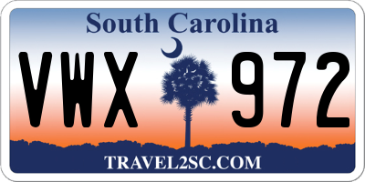 SC license plate VWX972