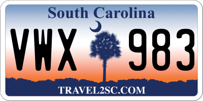 SC license plate VWX983