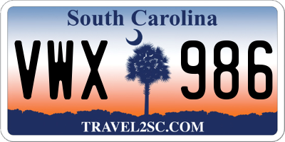 SC license plate VWX986