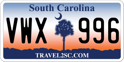 SC license plate VWX996